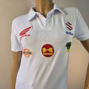 Puma Sport Lifestyle Shirt Women Sz S Harley Honda Suzuki Kawasaki Ninja Patches